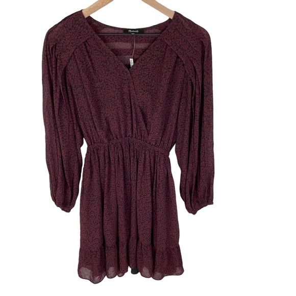 Madewell (Re)sourced Georgette Faux-Wrap Mini Dress Size Small - Picture 5 of 8